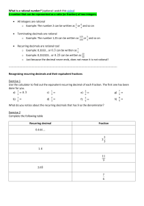Rational and Irrational Numbers Worksheet