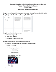 Microsoft Word Assignment 1: Social Media Project