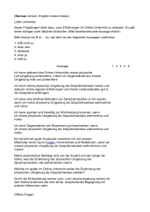 Fragebogen zu Erfahrungen im Online-Unterricht