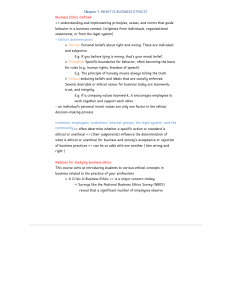 Chapter 1: What is Business Ethics?