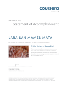 Coursera Certificate: A Brief History of Humankind