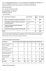 TLE 8 AFA Table of Specification SY 2026-2027