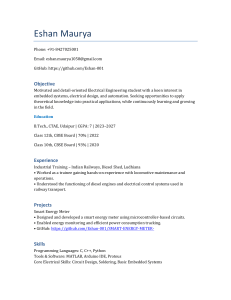 Eshan Maurya Resume - Electrical Engineering Student