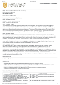 ROBT 205 Course Specification: Signals and Sensing with Lab