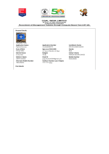 Coal India Management Trainees Application Form CBT-26