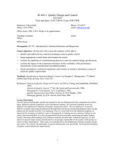 IE 443-1: Quality Design and Control Syllabus