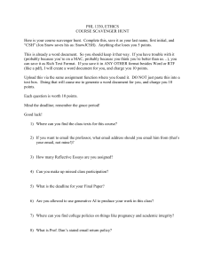 PHL 1330 Ethics Course Scavenger Hunt