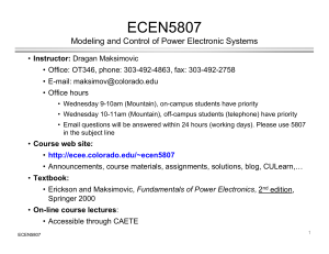 ECEN5807: Modeling and Control of Power Electronic Systems Syllabus