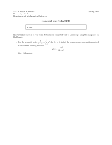 Calculus 2 Homework: Power Series