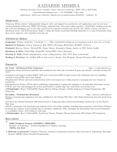 Aadarsh Mishra - Full-Stack Developer Intern Resume