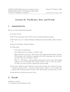 MIT 6.1200J Lecture 01: Predicates, Sets, and Proofs