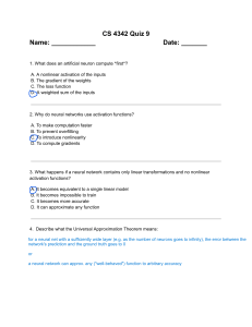 CS 4342 Quiz 9: Neural Networks