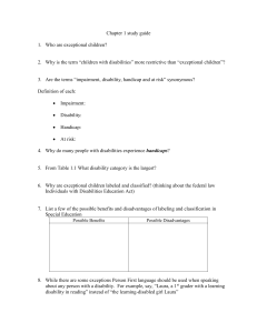 Chapter 1 Study Guide: Exceptional Children & Special Education