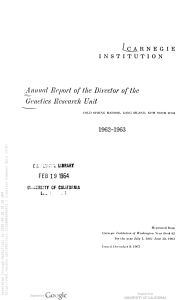 Carnegie Genetics Report 1962-1963