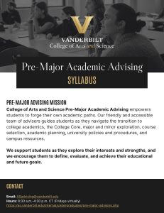 Vanderbilt Pre-Major Academic Advising Syllabus
