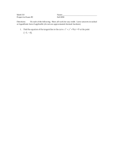 Math 110 Exam #2 Project: Calculus Problems