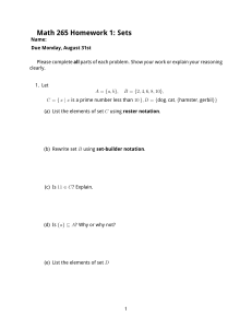 Math 265 Homework 1: Sets