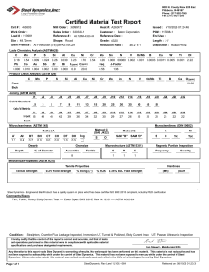 Steel Dynamics Certified Material Test Report 4320 Grade