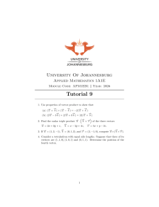 University of Johannesburg Applied Math Tutorial 9