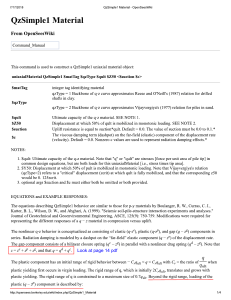QzSimple1 Material: OpenSeesWiki Guide for Geotechnical Engineers