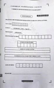 CXC Chemistry Unit 1 Paper 02 Exam