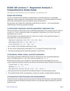 ECON 140 Lecture 2 Study Guide: Regression Analysis 1