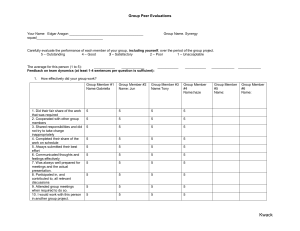 Group Peer Evaluation Form for Shark Tank Project