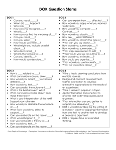 DOK Question Stems for Classroom Assessment