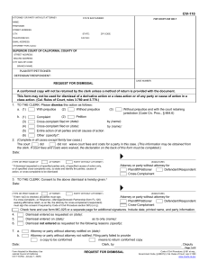 California Request for Dismissal Form CIV-110