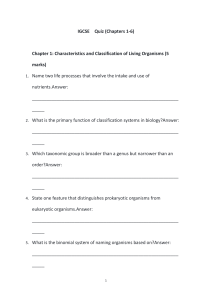 IGCSE Biology Quiz Chapters 1-6