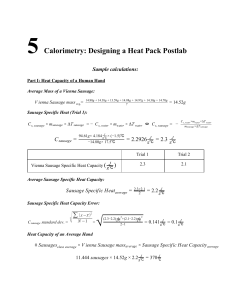 Calorimetry: Designing a Heat Pack Postlab Calculations