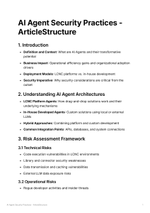 AI Agent Security Practices Article Structure