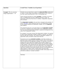 Cornell Notes: Variables in an Experiment