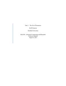 Task 1 - The Art of Persuasion: Thesis Statements for Advanced Composition