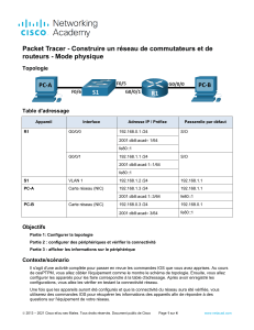 Packet Tracer : Construire un r&eacute;seau de commutateurs et routeurs