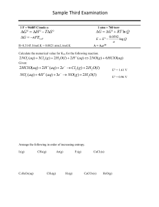 Sample Third Chemistry Examination