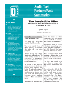 The Irresistible Offer: 3-Second Sales Summary
