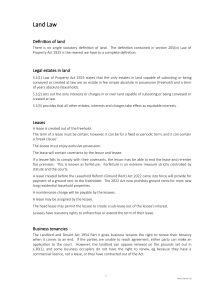Land Law: Legal Estates, Leases, and Tenancies