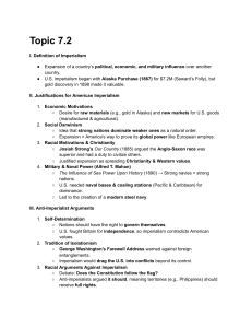 Topic 7.2: American Imperialism Definition & Justifications