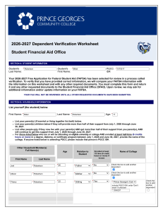 2026-2027 Dependent Verification Worksheet - PGCC Financial Aid