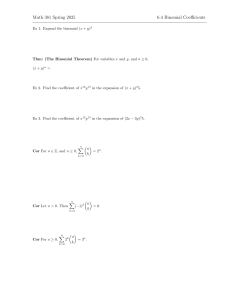 Math 381: Binomial Coefficients