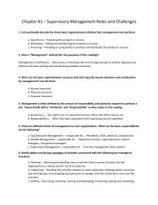 Supervisory Management Roles and Challenges Chapter 1