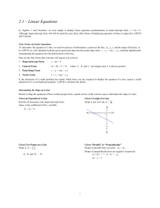Linear Equations: Forms and Slope Calculation