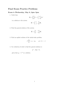 Final Exam Practice Problems: Differential Equations & Systems