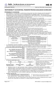CPA Review: Responsibility Accounting, Transfer Pricing & Balanced Scorecard