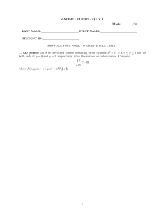 MATB42 Quiz 3: Surface Integral Problem
