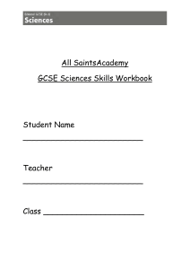 GCSE Sciences Skills Workbook - All Saints Academy