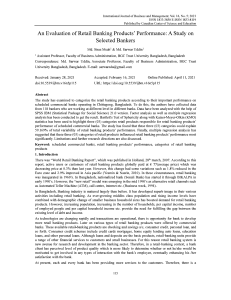 Evaluation of Retail Banking Products Performance: Study on Selected Bankers