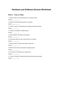 Hardware and Software Devices Worksheet