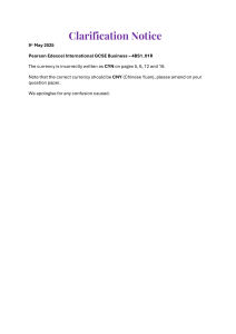 Pearson Edexcel GCSE Business Paper 1: Investigating Small Businesses